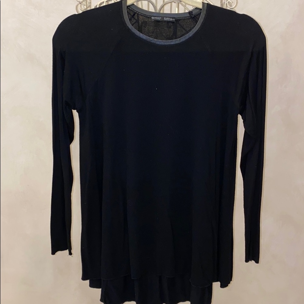 ZARA Faux Leather Long Sleeve Top